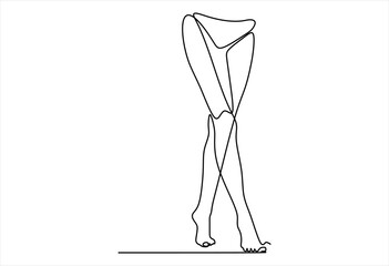 Line Art Illustration of a Woman's Legs in Motion.  line icon-continuous line drawing. Editable stroke.