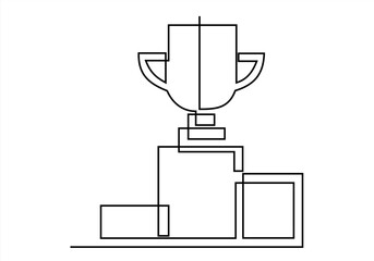Trophy on a Podium.  line icon-continuous line drawing. Editable stroke.