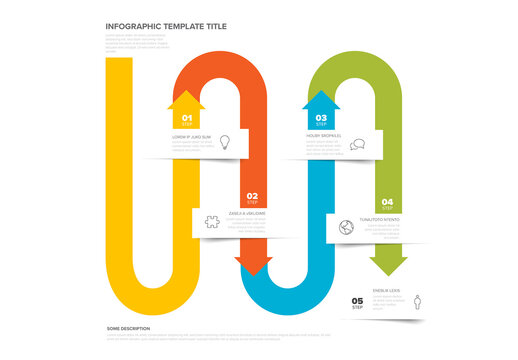 Colorful Winding Process Diagram - 5 Steps Infographic Template