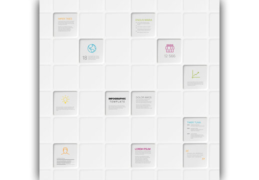 White Minimalist Mosaic Infographic Grid Template Design