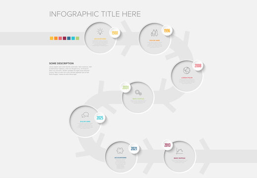 Minimalist Timeline Infographic Chart with Circular Milestones and Years
