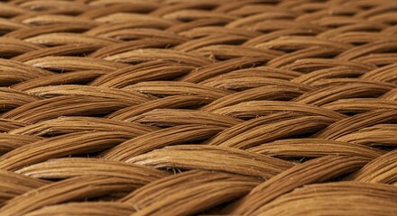 Intricate Woven Texture: Close-Up of Brown Wicker Pattern