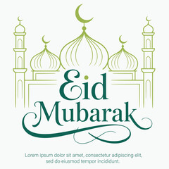 eid mubarak greeting card vector