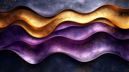 Iridescent Metallic Waves in Gold and Purple Hues