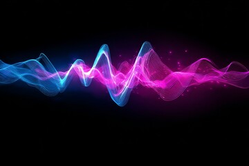 Abstract Neon Waveforms Glowing Pink and Blue Energy