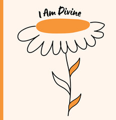 I am divine– Inspirational Floral Doodle Art with Positive Affirmation. Ideal for use in both digital and physical wellness products. 