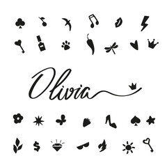 Monogram typography for personalized items, scrapbooking, employee name mugs, for invitations and greeting cards, envelopes, t-shirts, stickers