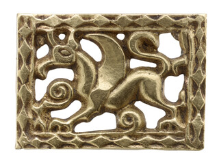 Avar Gold Openwork Belt Mount Ancient Griffin Design Historical Artifact Jewelry