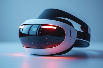 High tech vr visor reflecting neon lights high resolution picture