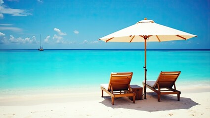 lounge chairs on the beach