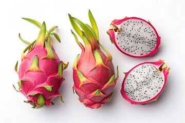 "Dragon Fruit on White: A Tropical Marvel of Color and Texture"
