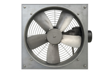 Industrial fan rotating with transparent background, ventilation system