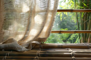 Obraz premium Light breeze moving through translucent curtain folds high resolution picture