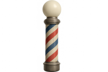 Vintage barber pole rotating with transparent background