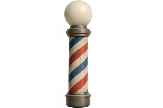 Vintage barber pole rotating with transparent background - Powered by Adobe