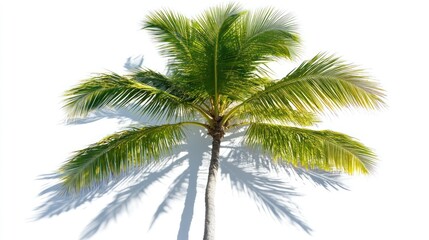 Tropical palm tree with shadow
