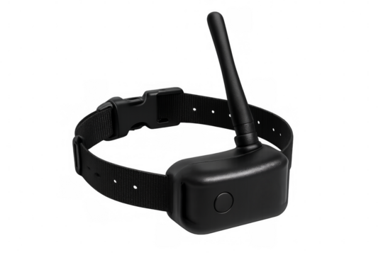 Gps tracking dog collar with antenna on transparent background