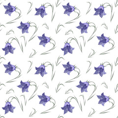 Spring pattern with blue bells flowers. Botanic same less ornament