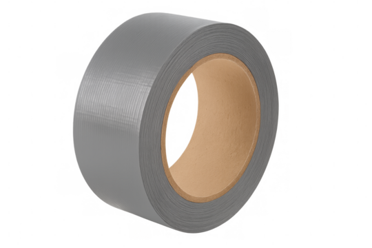 Roll of gray duct tape on transparent background