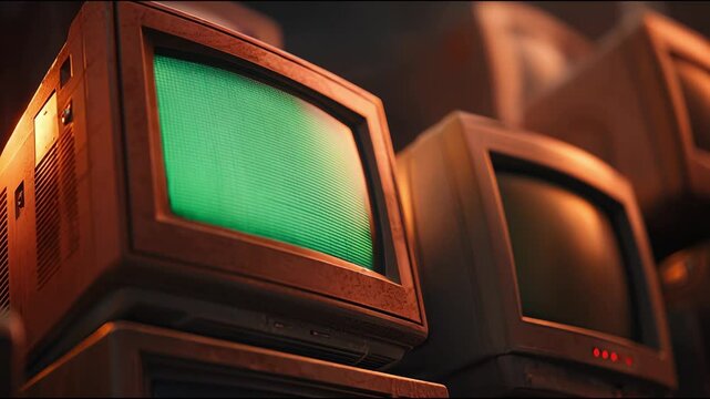 Classic vintage television featuring a curved screen and manual control dials. Represents outdated technology and retro aesthetics from the mid-20th century.