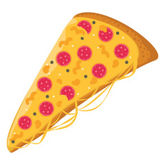 Pepperoni pizza slice. Vector image.