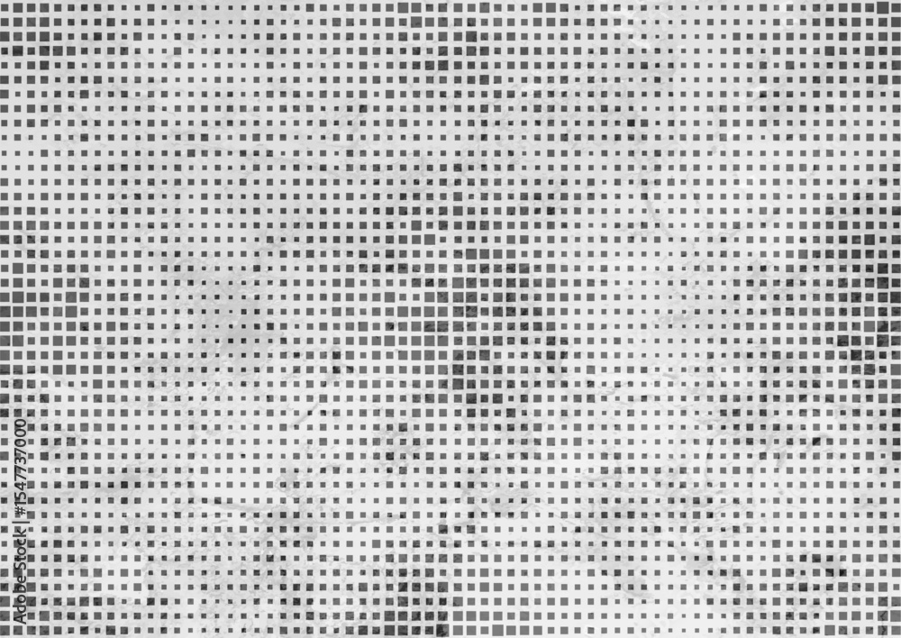 Poster Dark grey small halftone squares dots on abstract grunge texture background. Vector design