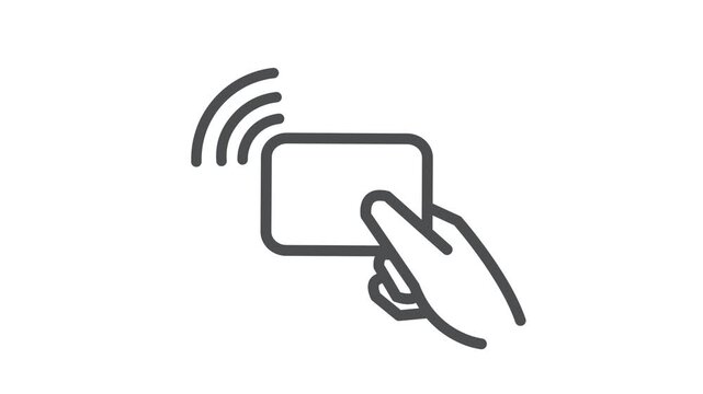 Smart key card contact less pay pass or pay wave tap and hand icon for pos terminal and atm.