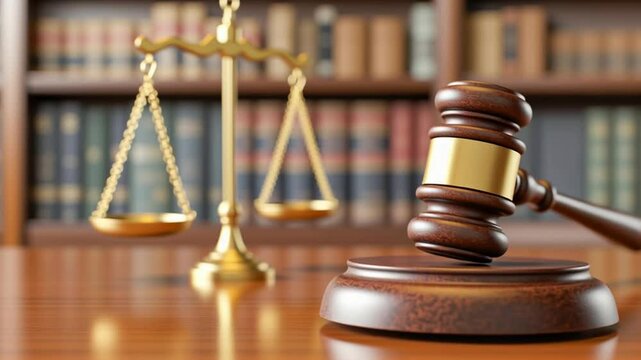Gavel Hitting Sound Block with Scales of Justice