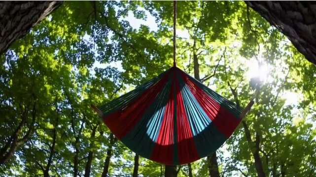Hammock gently swaying between two tree ai generative