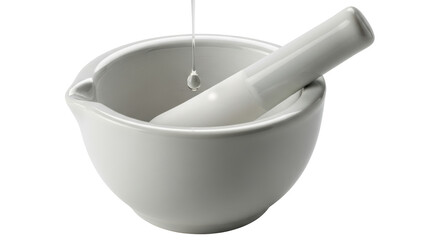 Isolated Mortar and Pestle with Liquid