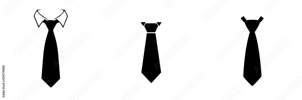 Poster set of black tie icons displayed in a stylish and minimalist format representing different tie style