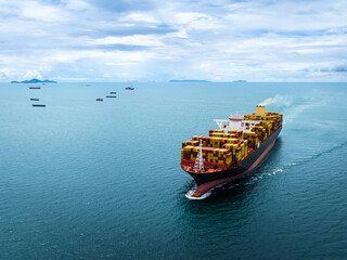 shipping logistic cargo container ship import export goods and distributing products to dealer and...