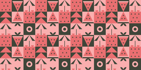 Watermelon geometric tiles pattern design.