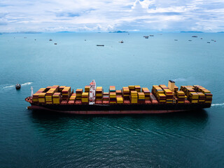 shipping logistic cargo container ship import export goods and distributing products to dealer and...