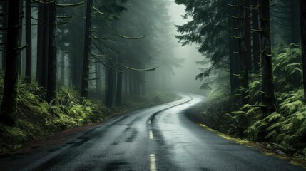 Fototapeta premium mist wet road