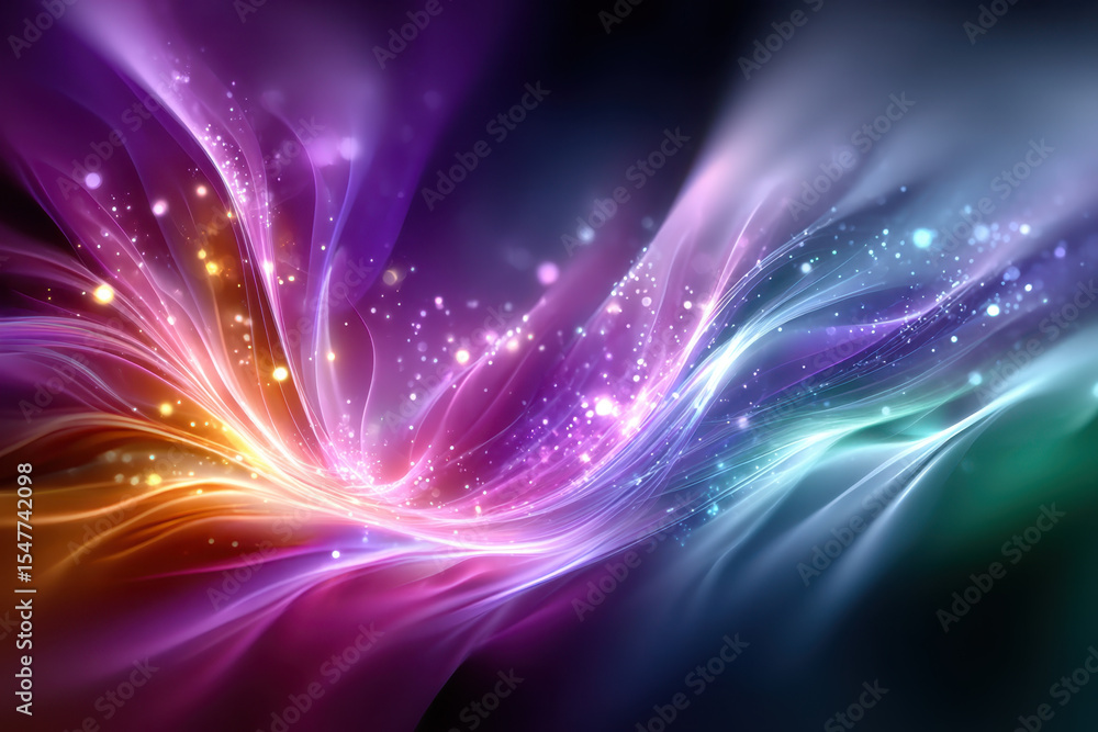 Poster colorful abstract light waves create a vibrant display of smooth motion
