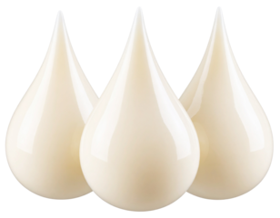 Three Mayonnaise Drops in Diagonal Line, isolated on transparent background