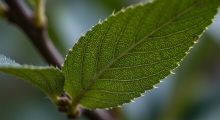Intricate Veins and Serrate Edges: A Close-Up of a Hawthorn Leaf