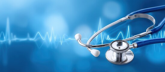 Stethoscope showing pulse trace illustrating healthcare and medical examination