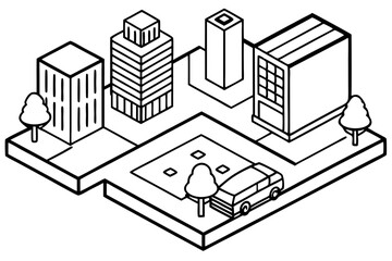 Obraz premium Downtown City Buildings and Street Life