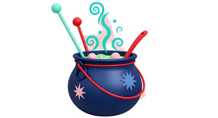 Isolated Halloween Witch Cauldron