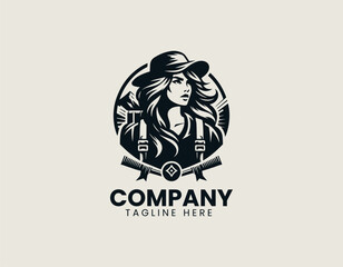 Obraz premium Brave Adventure Girl Exploring Wilderness Freedom Dynamic Outdoor Vector Logo Design