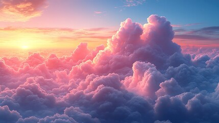 Radiant Cumulus Clouds at Sunset Over a Forest Horizon