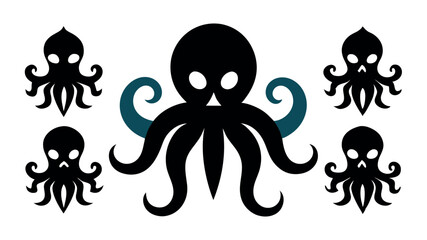 Set off Octopus silhouette, octopus silhouette vector icon isolated on white background
