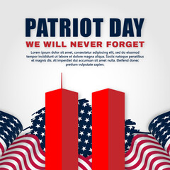 Banners commemorating the September 11 attacks. Patriot Day 9/11 Commemorative Banners with US flags. Patriot Day Banners.