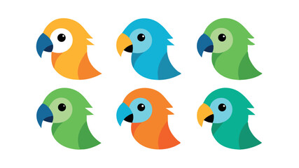 set of carton parrot bird illustration 