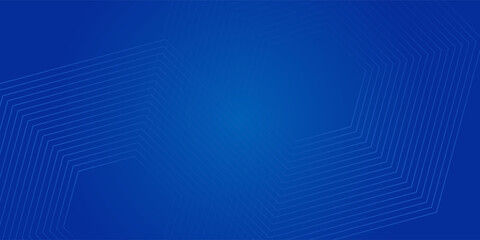 Modern abstract blue background with glowing geometric lines. Blue gradient hexagon shape design. Futuristic technology concept.