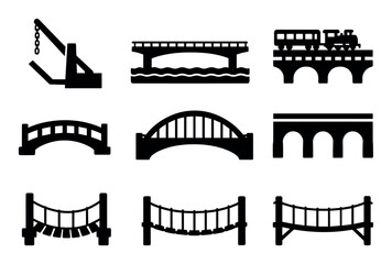 Fototapeta premium Bridge, infrastructure solid icon set. transportation, architecture symbols solid style