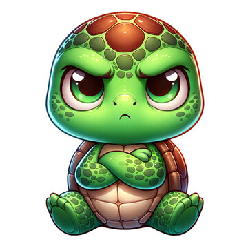 Angry Turtle Cartoon: A cute turtle cartoon with angry face