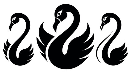 Swan set  silhouette vector EPS
